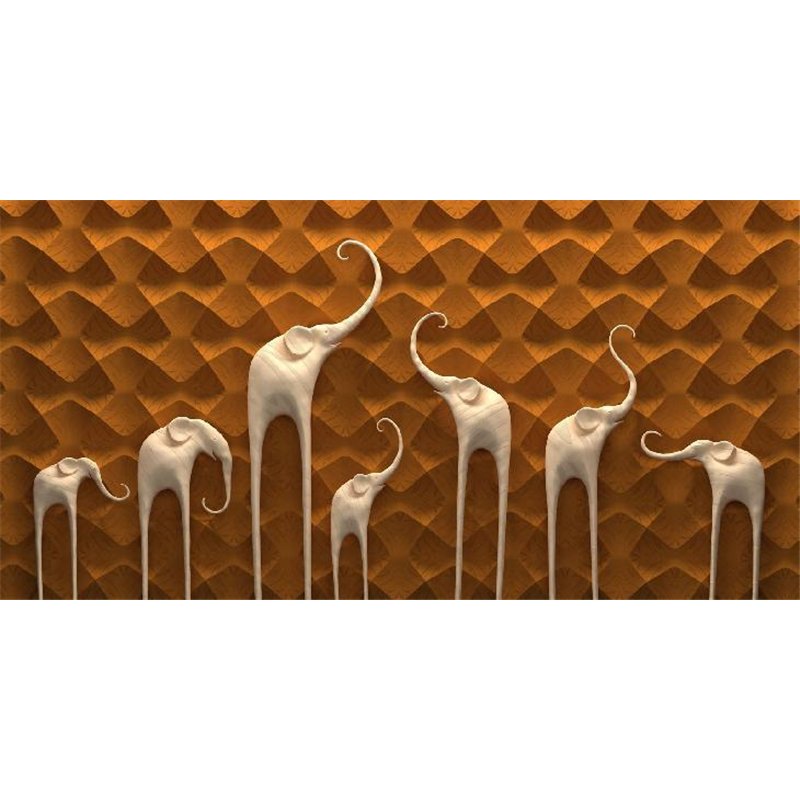 Белые слоны - 3D фотообои|3D паттерн