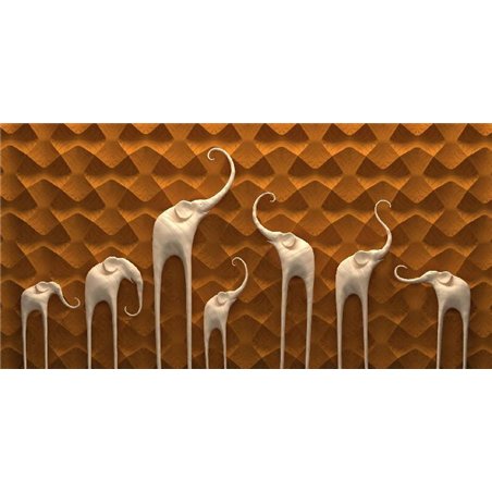 Белые слоны - 3D фотообои|3D паттерн