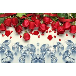 Красные розы и бриллианты - Фотообои цветы