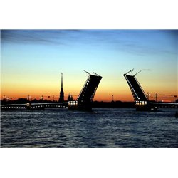 Закат над рекой - Фотообои Современный город|Санкт-Петербург