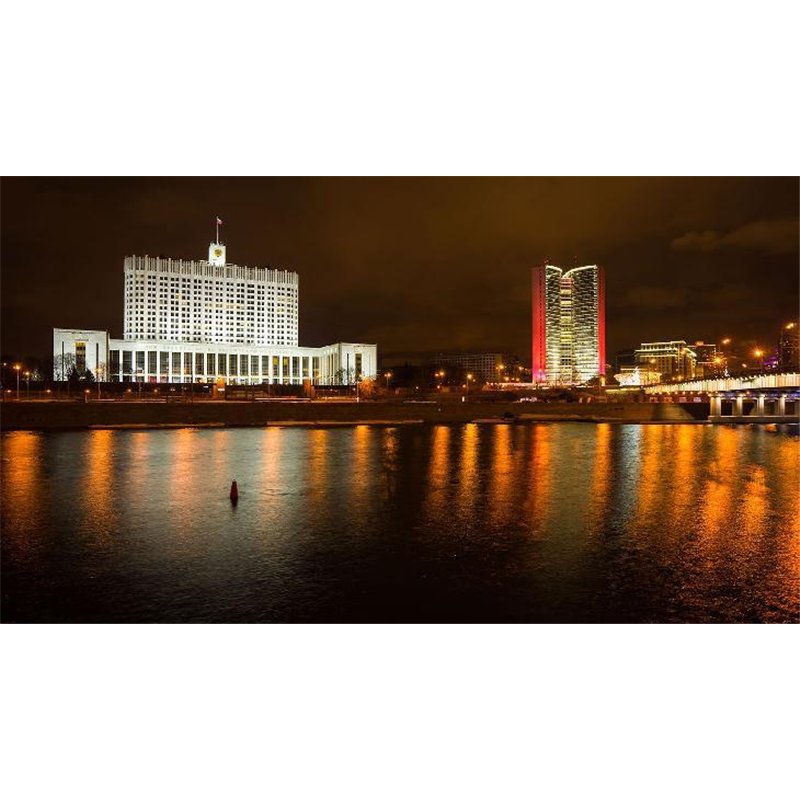 Ночная панорама Москвы - Фотообои Современный город|Москва