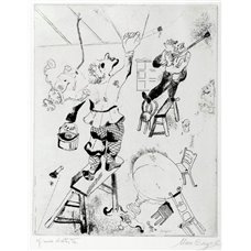 Картина на холсте по фото Модульные картины Печать портретов на холсте Иллюстрация М. Шагала из книги «Мёртвые души"»