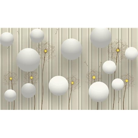 Абстрактные одуванчики - 3D фотообои|3Д обои для зала