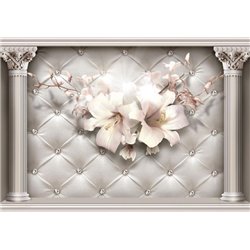 Лилии на стене - 3D фотообои|3Д обои для зала