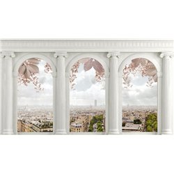 Город за окном - 3D фотообои|3Д обои для зала