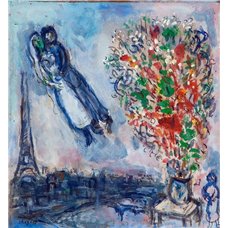 Картина на холсте по фото Модульные картины Печать портретов на холсте Новобрачные в небе Парижа