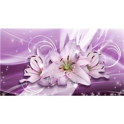 Фиолетовые лилии - 3D фотообои|3Д обои для зала