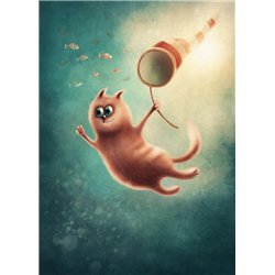 Кот с сачком - Фотообои детские