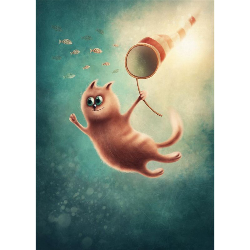 Кот с сачком - Фотообои детские