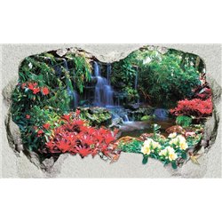 Цветы у водопада - Фотообои Расширяющие пространство