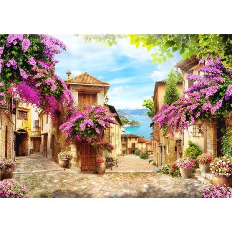 Улица в сиреневых цветах - Фотообои Фрески