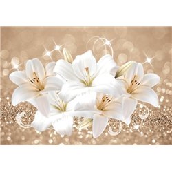 Цветы на песке - 3D фотообои|3D цветы