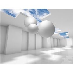 Белый ангар - 3D фотообои|3D расширяющие пространство
