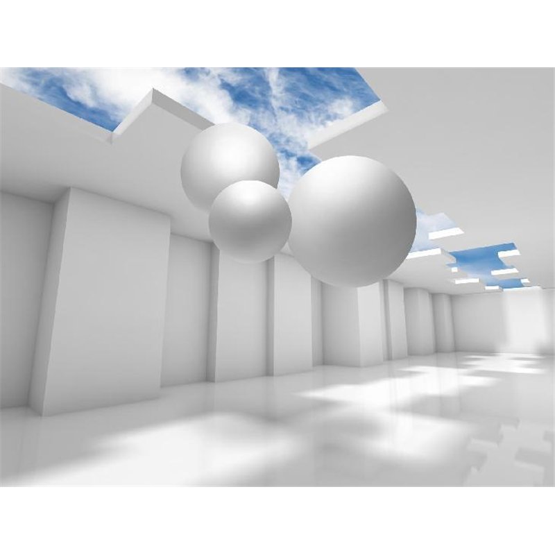 Белый ангар - 3D фотообои|3D расширяющие пространство