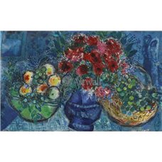 Картина на холсте по фото Модульные картины Печать портретов на холсте Синяя ваза и две корзины фруктов