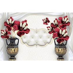 Чёрные вазы с цветами - 3D фотообои|3D цветы