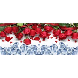 Алые розы с алмазами - Фотообои цветы