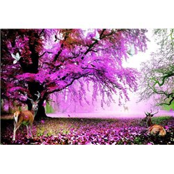 Цветущее дерево в лесу - Фотообои Животные