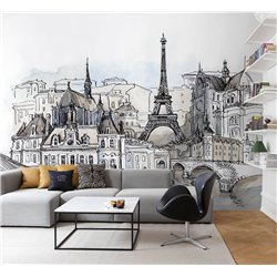 Фотообои на стену флизелиновые - Город Париж, франция, эйфелева башня - 200 x 270см - Моющиеся виниловые обои на стену