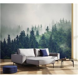 Фотообои на стену флизелиновые - природа, Лес в тумане - 200x270 см - Моющиеся виниловые обои на стену
