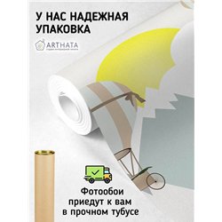 Фотообои на стену детские - воздушные шары и горы - 200x270 см. Обои винил на флизелине моющиеся для девочки или мальчика.