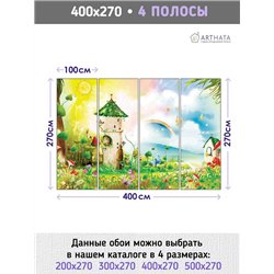 Фотообои детские - город гномов в лесу на опушке 400x270см Обои виниловые на флизелине для девочки или мальчика.