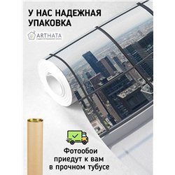 Фотообои флизелиновые - вид на город из окна в интерьере - 300 x 270см - В коридор и гостинную
