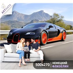 Фотообои в детскую спортивное авто, машина, дорога - 500 x 270см - Виниловые на флизелиновой основе моющиеся для девочки или мал