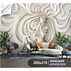 Фотообои на стену флизелиновые - девушка, статуя, скульптура - 200 x 270см - Моющиеся виниловые обои на стену