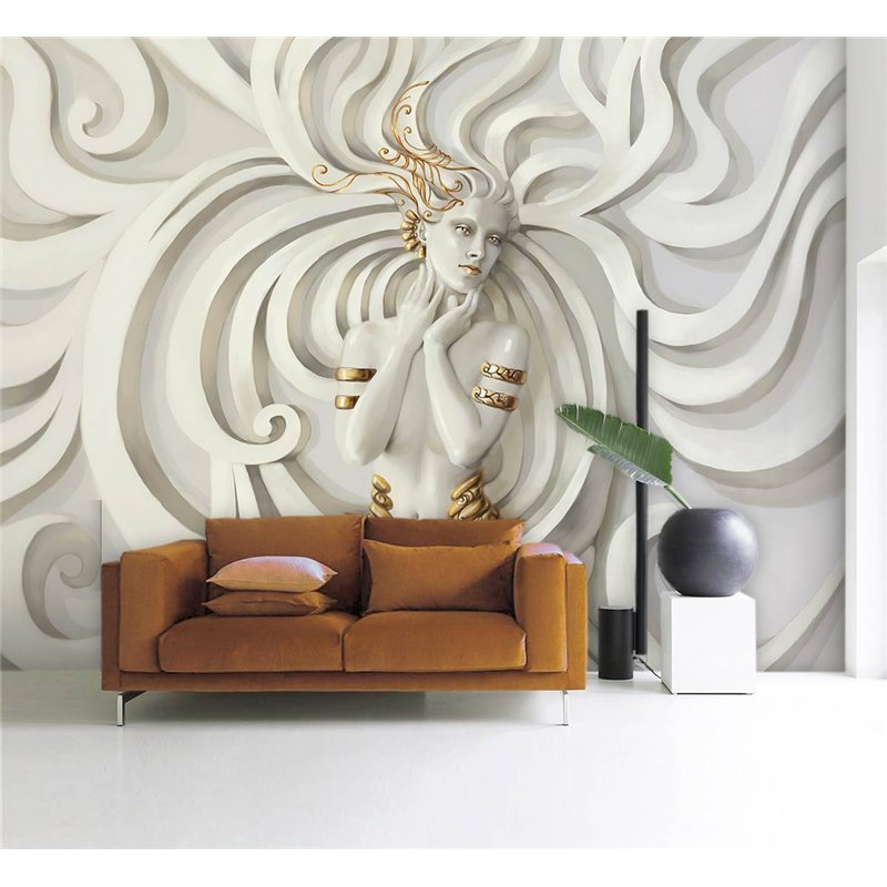 Фотообои флизелиновые - борильеф девушки, античность - 300 x 270 см - для спальни, гостинной и кухни