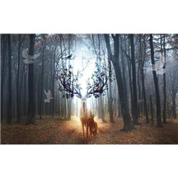 Олени в лесу - Фотообои природа