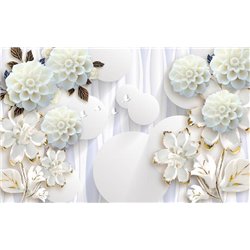 Белоснежные 3d цветы - 3D фотообои|3D цветы