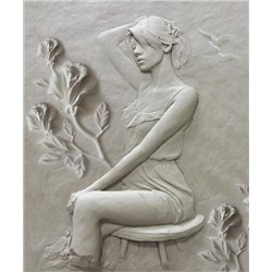 Девушка с розами - 3D фотообои|3Д обои в спальню
