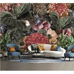Фотообои 3d на стену - тропические цветы - 300x270 см. Обои для кухни и гостинной с виниловым покрытием