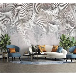 Фотообои 3d на стену - пальмовые ветки - 500x270 см. Обои для кухни и гостинной с виниловым покрытием