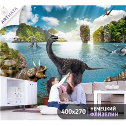 Фотообои детские - парк юрского периода - 400 x 270см - Обои винил на флизелине моющиеся для девочки или мальчика.