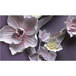 Фарфоровая орхидея - 3D фотообои|3D цветы