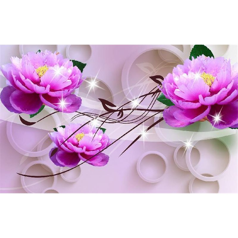 Розовые пионы - 3D фотообои|3D цветы