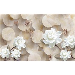 Восковые розы - 3D фотообои|3D цветы