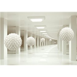 Сферы в длинном коридоре - 3D фотообои|3D фигуры