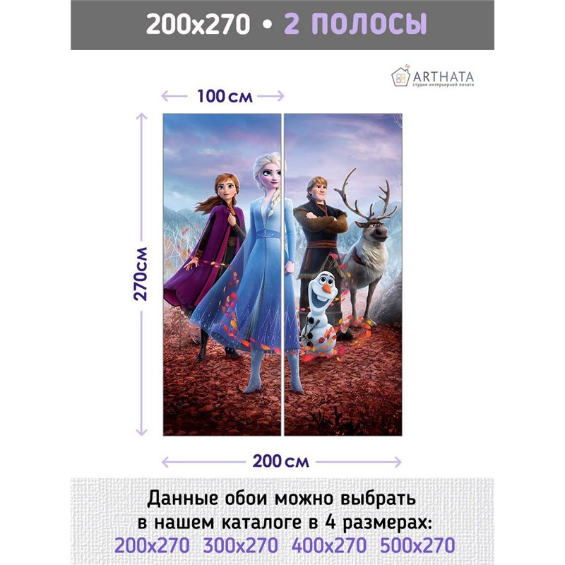 Фотообои на стену детские - холодное сердце - 200 x 270 - Обои винил на флизелине моющиеся для девочки или мальчика.