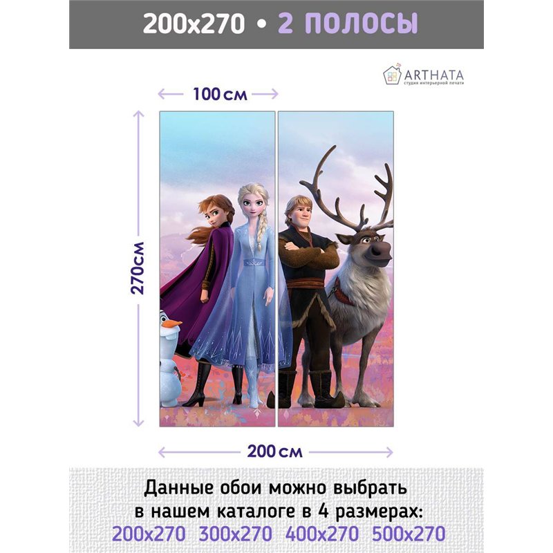 Фотообои на стену детские - холодное сердце - 200 x 270 - Обои винил на флизелине моющиеся для девочки или мальчика.