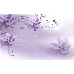 Сиреневые орхидеи - 3D фотообои|3D цветы