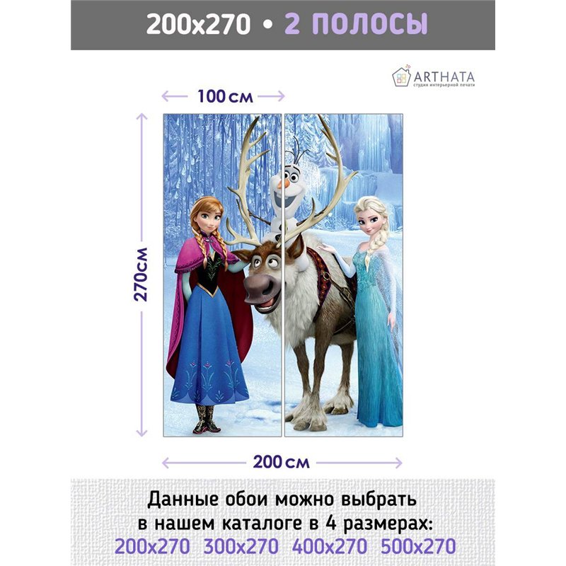 Фотообои на стену детские - холодное сердце - 200x270. Обои винил на флизелине моющиеся для девочки или мальчика.