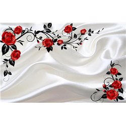 Алые розы - 3D фотообои|3Д обои на кухню
