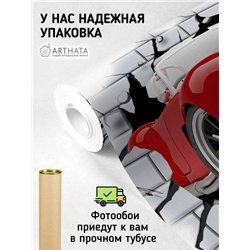 Фотообои в детскую - красная машина - 500 x 270 - Обои винил на флизелине моющиеся для девочки или мальчика.