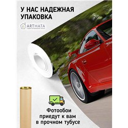Фотообои в детскую - красный автомобиль - 500 x 270см - Обои винил на флизелине моющиеся для девочки или мальчика.