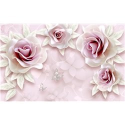 Бабочки с жемчугом - 3D фотообои|3D цветы