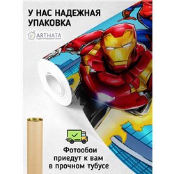 Фотообои детские - небоскребы супергерои айронмэн и спайдермэн - 400 x 270 - Обои винил на флизелине моющиеся для девочки или ма