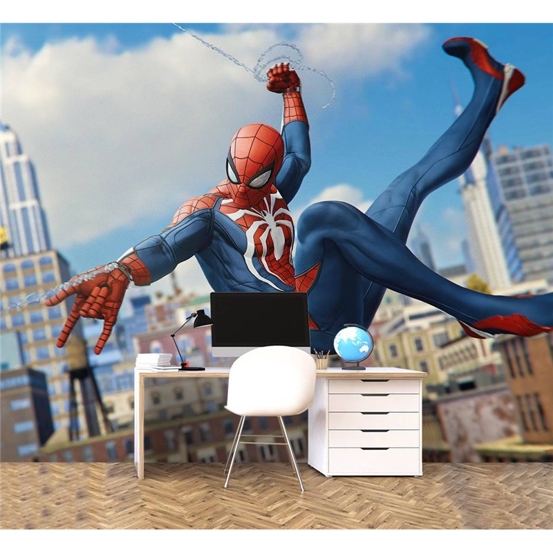 Фотообои детские флизелиновые - человек паук Marvel spider man - 300 x 270см - Обои винил на флизелине моющиеся для девочки или